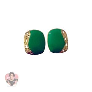 VINTAGE Edgar Berébi Elegant Green and Gold Earrings